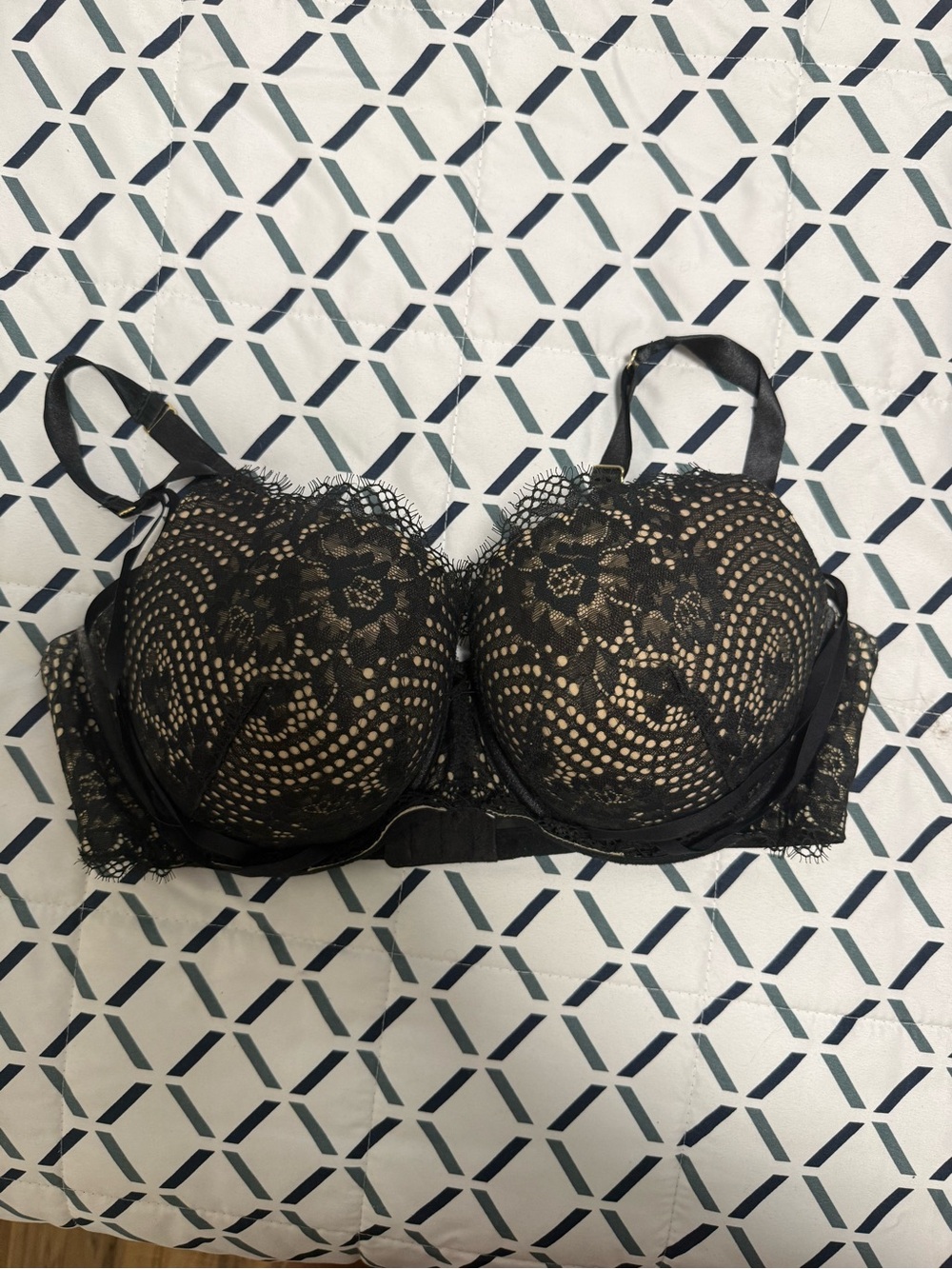 Cacique Black Lace Bra with Nude Lining
